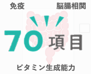東京都豊島区（巣鴨、池袋、駒込、板橋、北区、王子、文京区対応）おなかとおしりのクリニック 東京大塚　腸内フローラ（腸内細菌叢）を調べるマイクロバイオミー検査は７０項目調べられるイラスト
