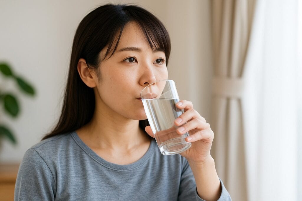 東京都豊島区大塚のおなかとおしりのクリニック 東京大塚の水を飲む女性の写真