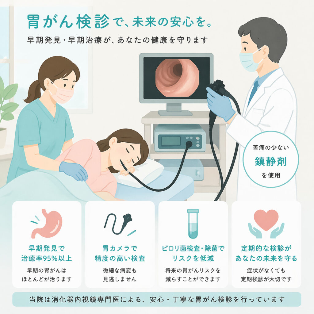 東京都豊島区おなかとおしりのクリニック 東京大塚の胃がん検診のイラスト